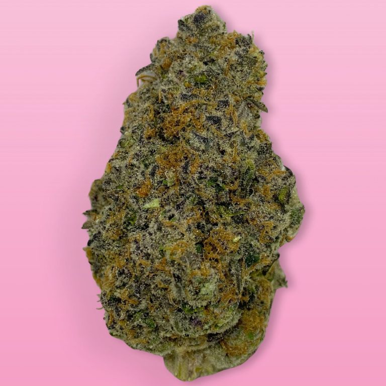 Super Boof cannabis buds with vibrant orange hairs and frosty trichomes, known for fruity-gassy aroma and balanced high