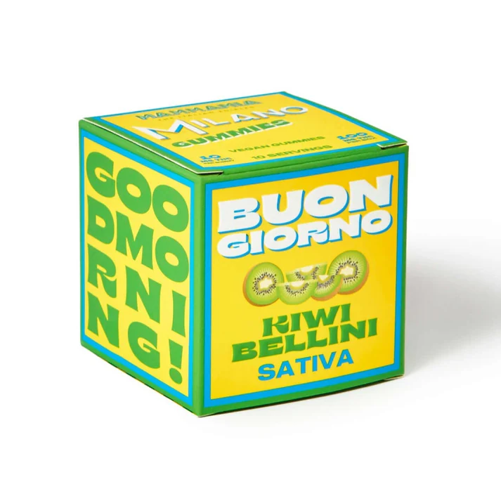 MamaMia Buon Giorno Kiwi Bellini Gummies – 10mg THC per gummy in a box of 10 gummies