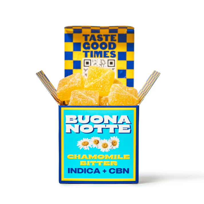 MamaMia Buona Notte Chamomile Bitter Gummies – 10mg THC and 5mg CBN per gummy in a box of 10 gummies