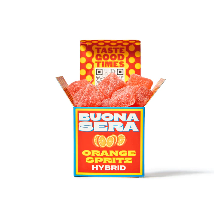 MamaMia Milano Orange Spritz Gummies – 10mg THC per gummy in a box of 10 gummies