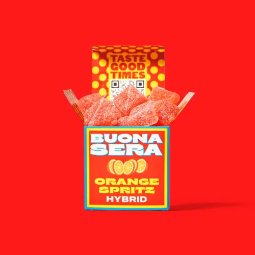 MamaMia Milano Orange Spritz Gummies – 10mg THC per gummy in a box of 10 gummies