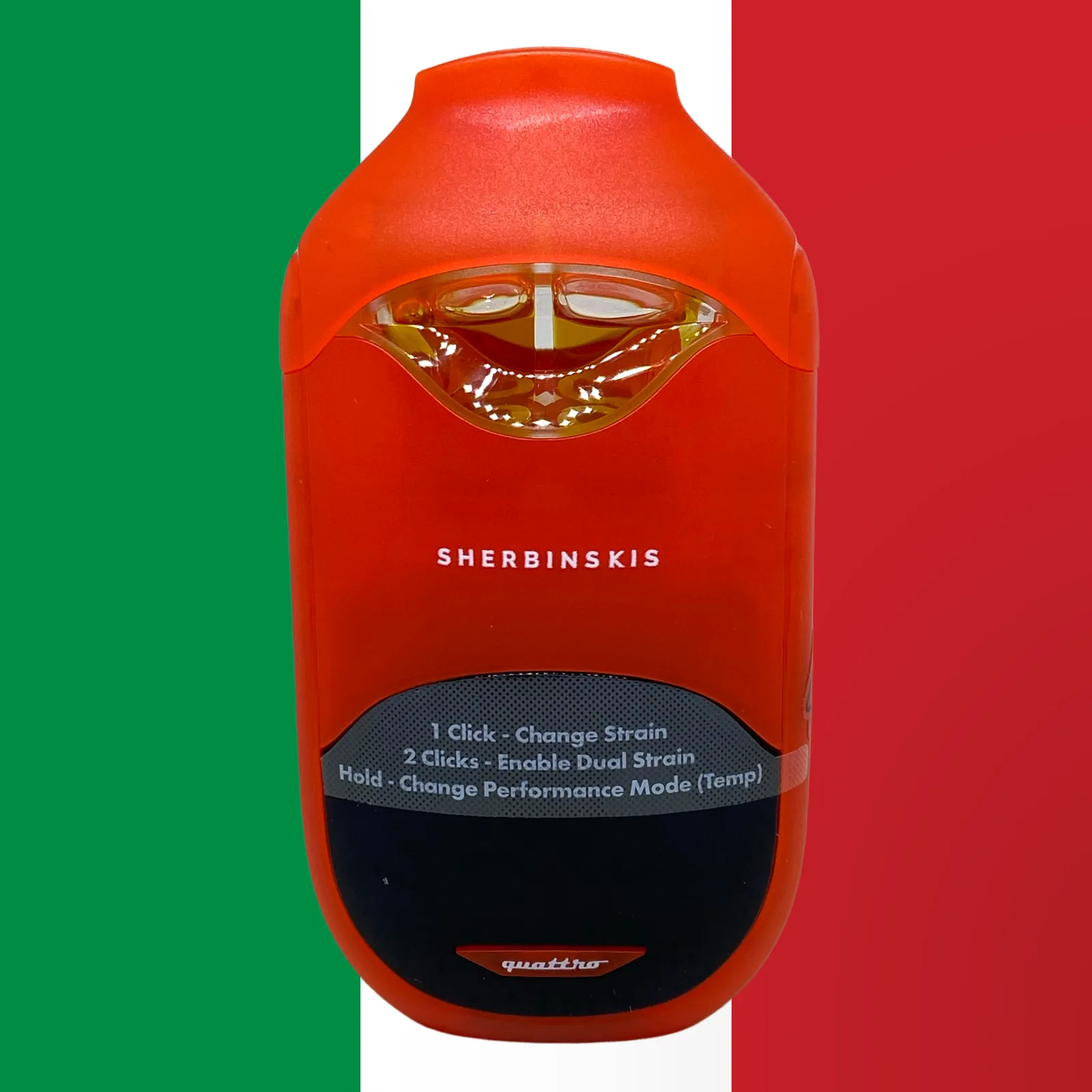 Sherbinskis Quattro dual-chamber disposable vape designed for switching live resin strains