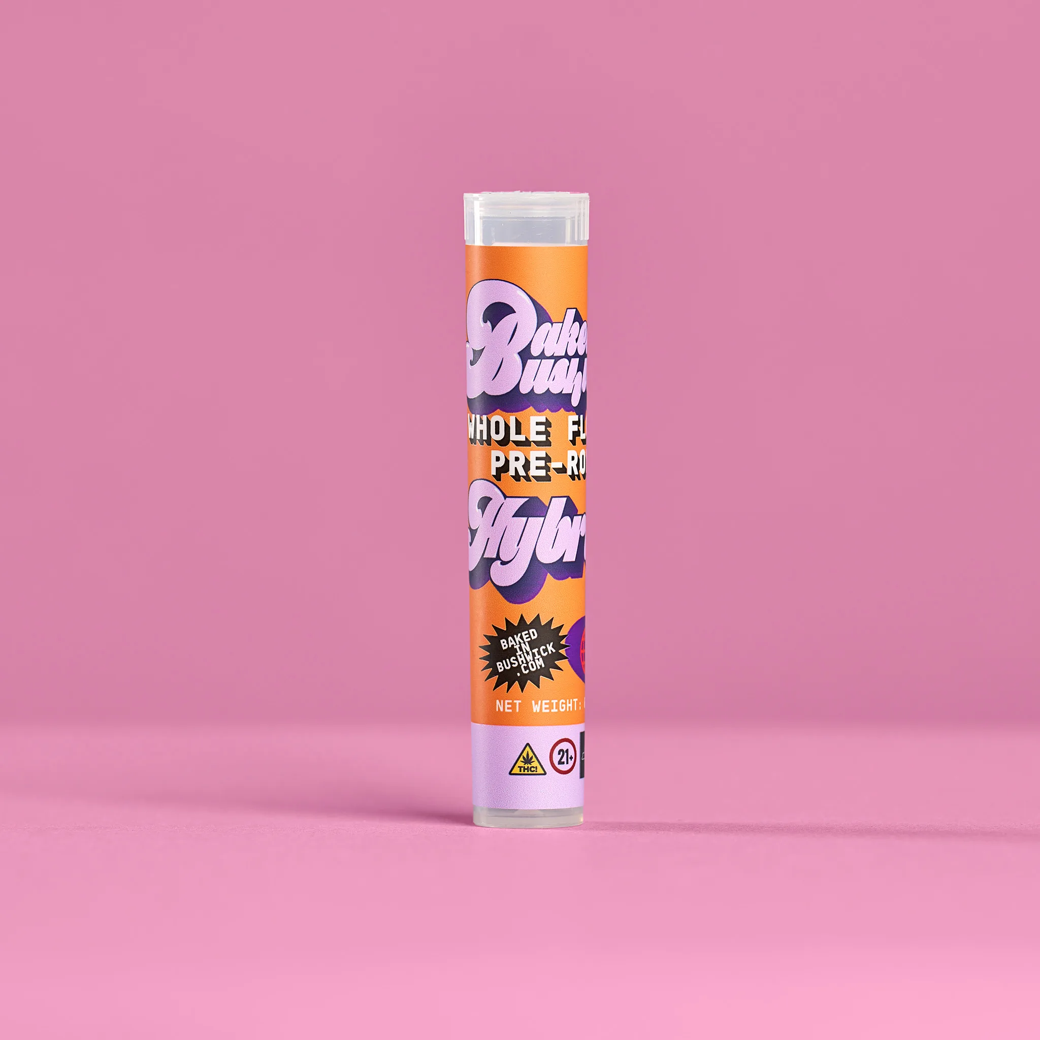 baked in bushwick hybrid pre roll cannabis joint in packaging