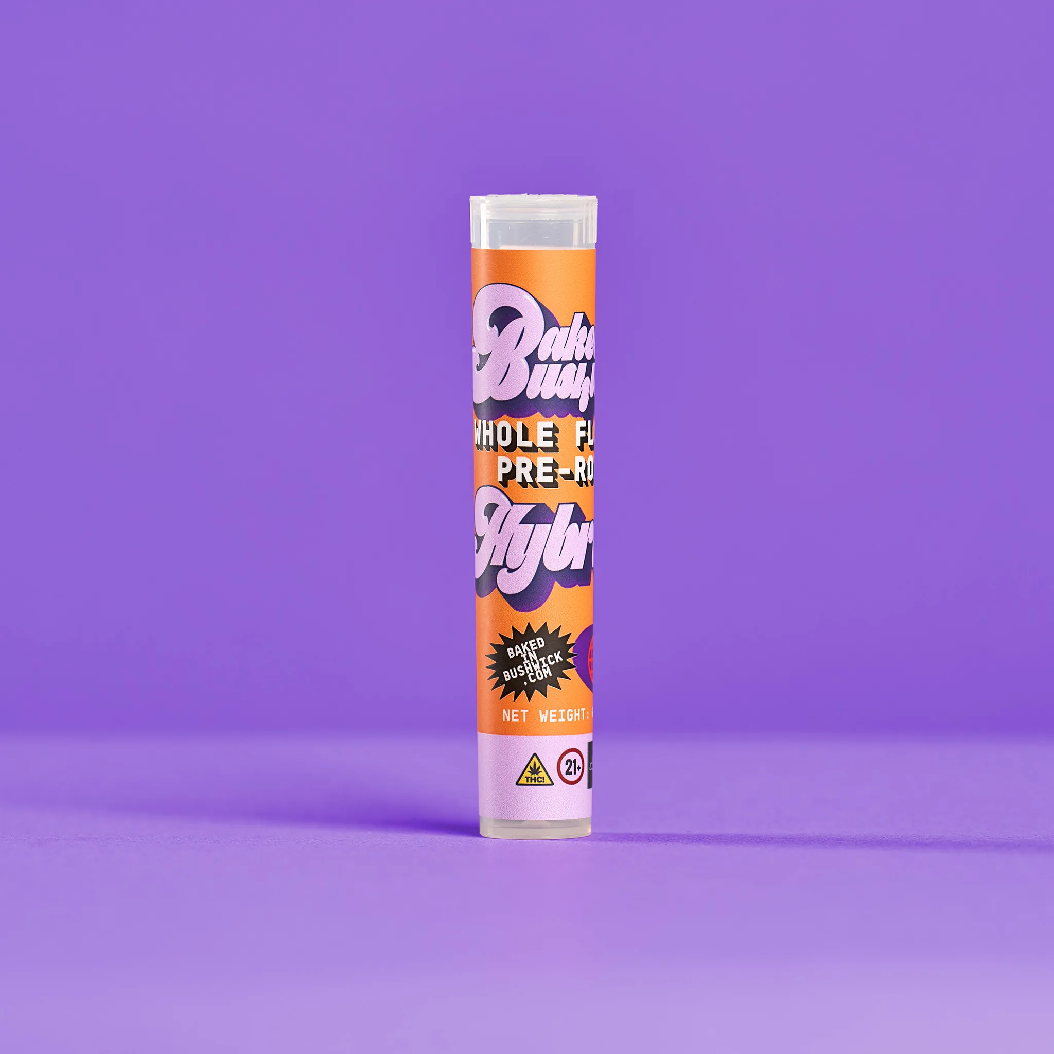 baked in bushwick hybrid pre roll cannabis joint in packaging