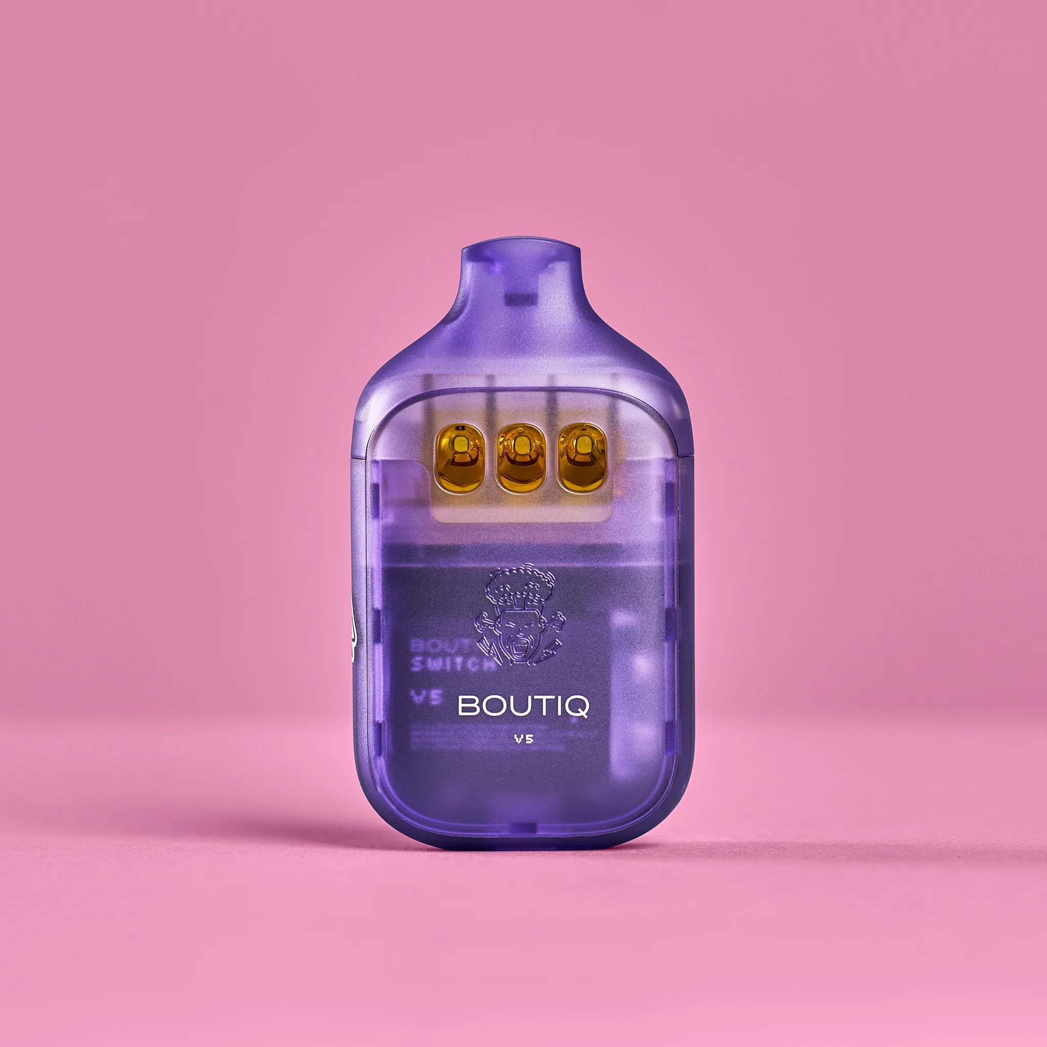 Boutiq V5 sleek vape pen with triple-strain indicator on a minimalist background