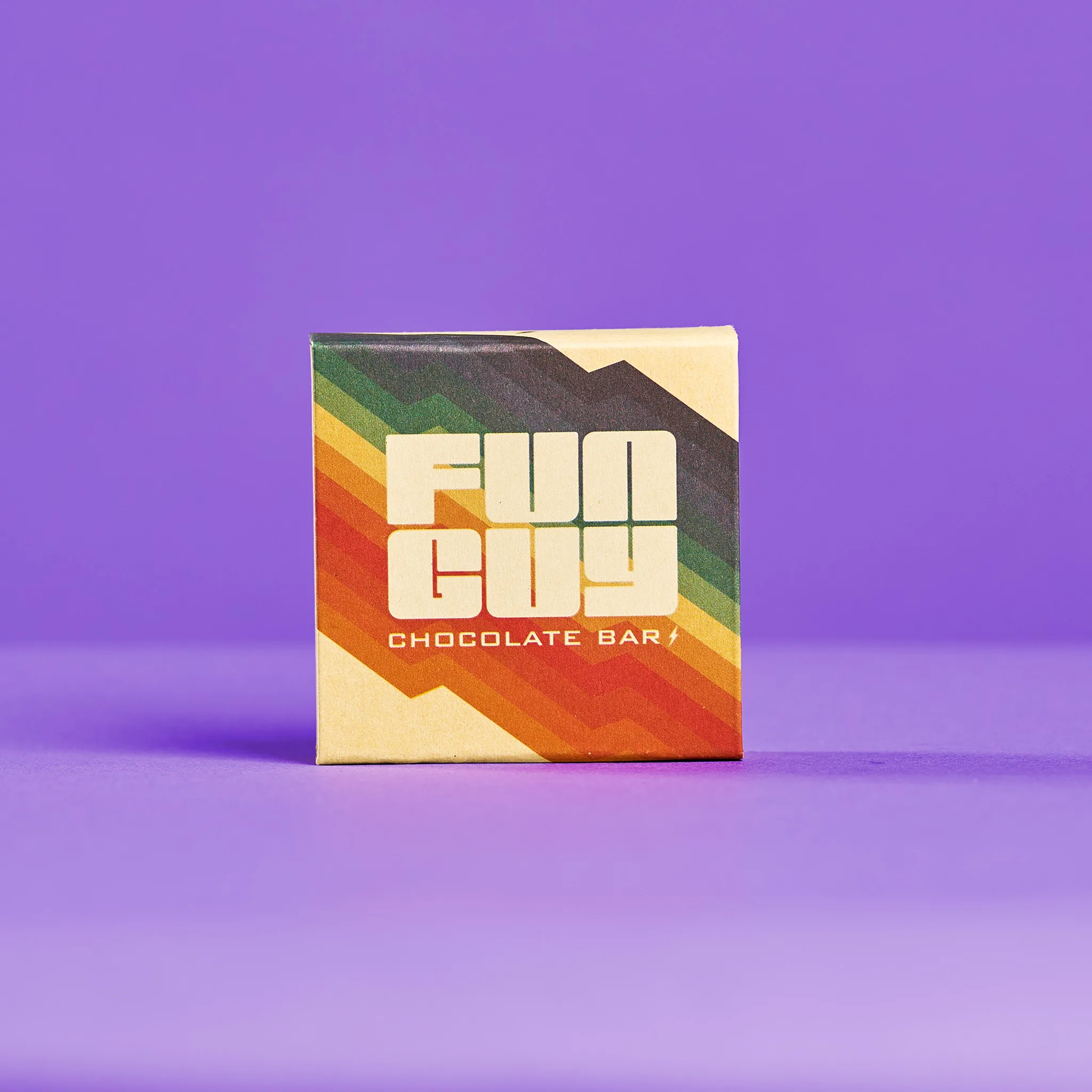 Funguy chocolate bar with triangular segments, made from organic dark chocolate and psilocybin, vegan and gluten-free