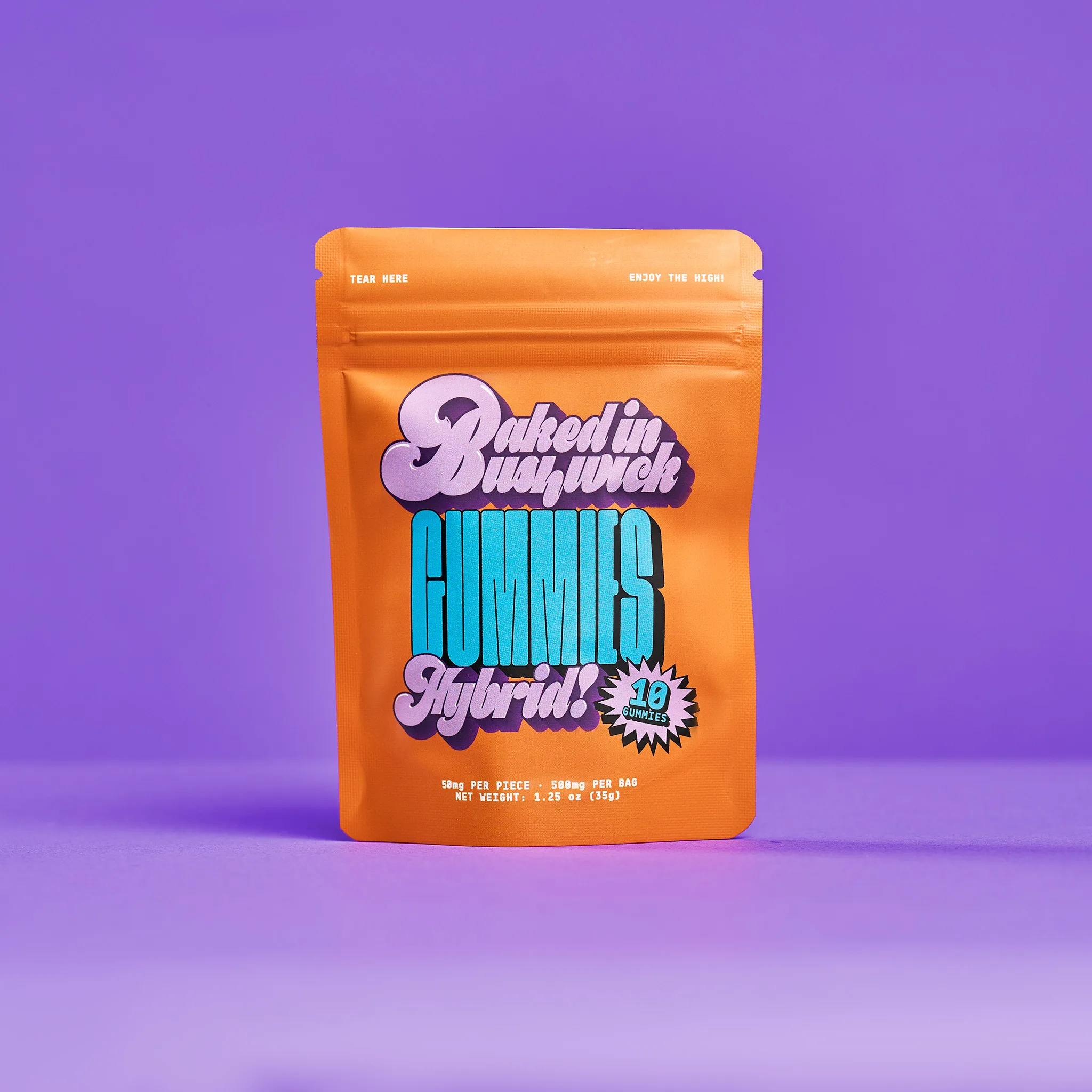 Baked in Bushwick 500mg hybrid cannabis gummies 50mg each nano infused