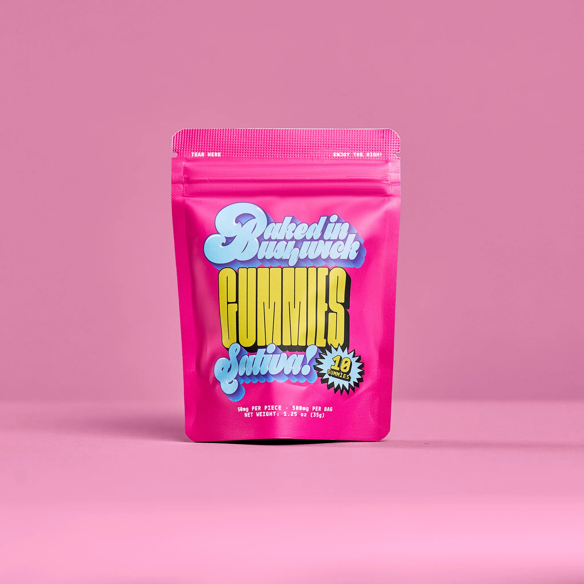 Baked in Bushwick 500mg sativa cannabis gummies 50mg each nano infused