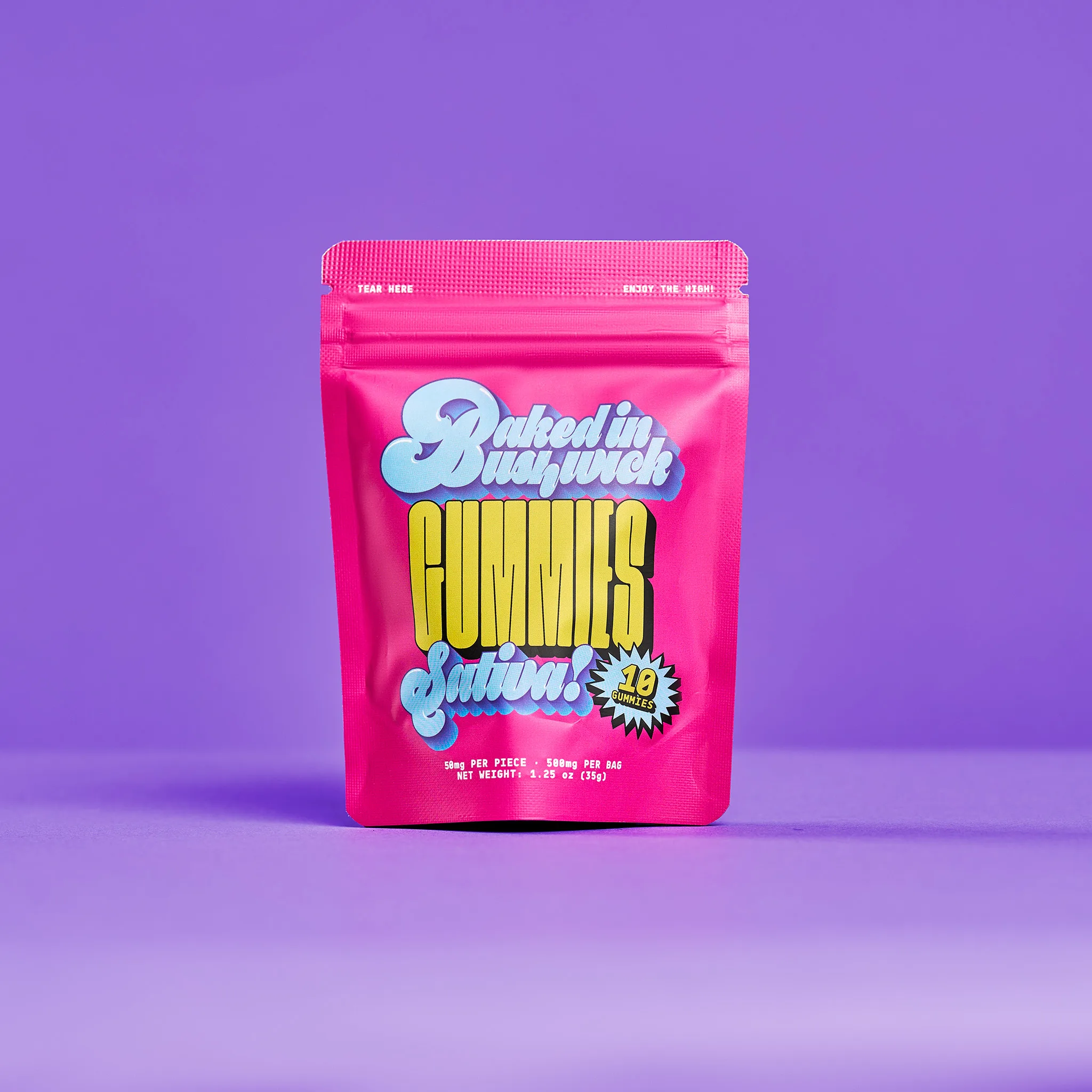 Baked in Bushwick 500mg sativa cannabis gummies 50mg each nano infused