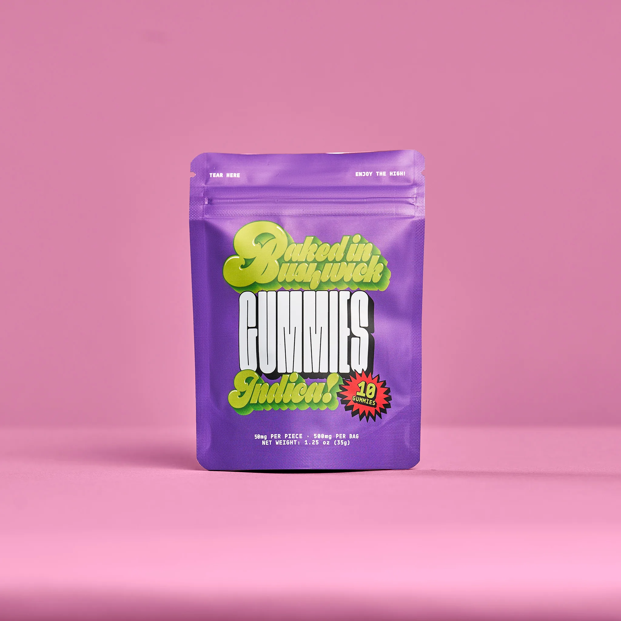 Baked in Bushwick 500mg indica cannabis gummies 50mg each nano infused