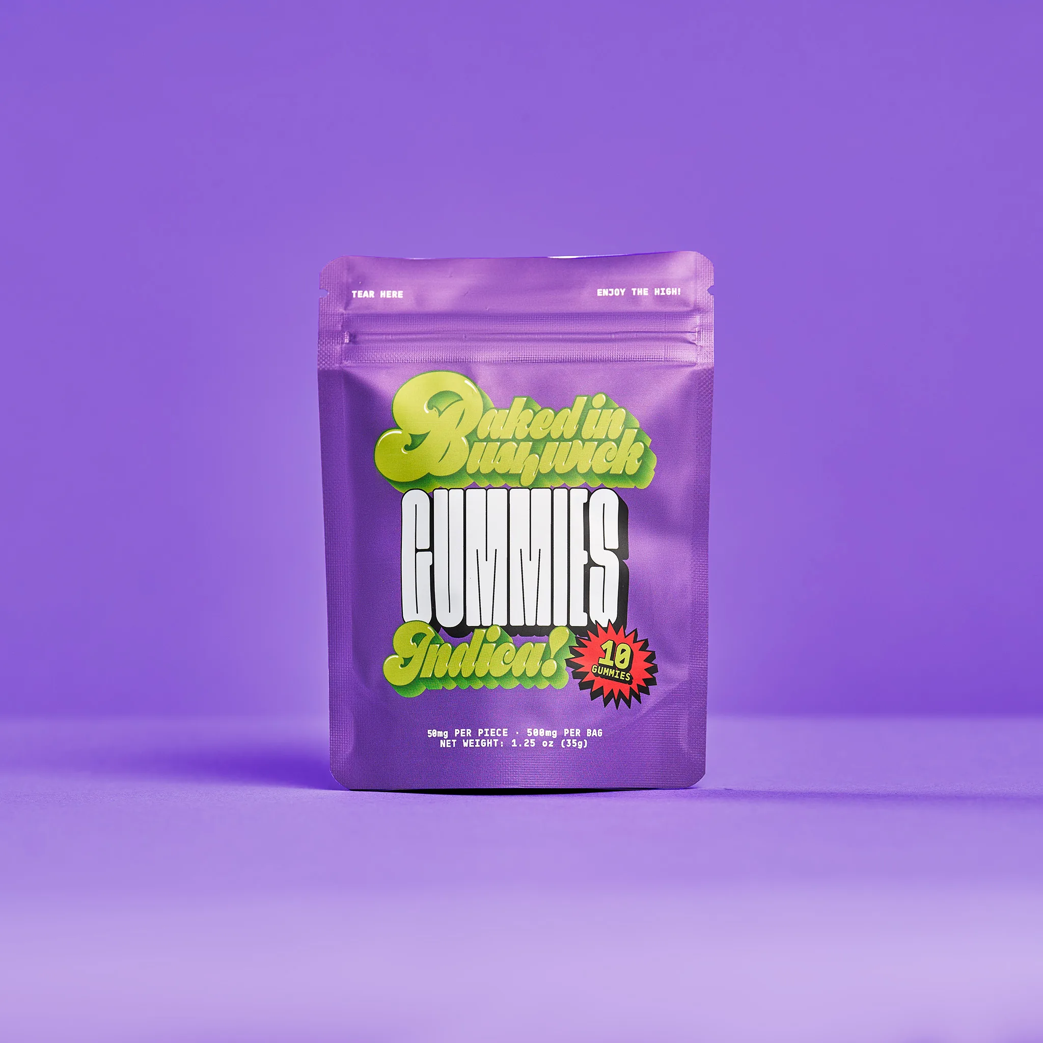 Baked in Bushwick 500mg indica cannabis gummies 50mg each nano infused