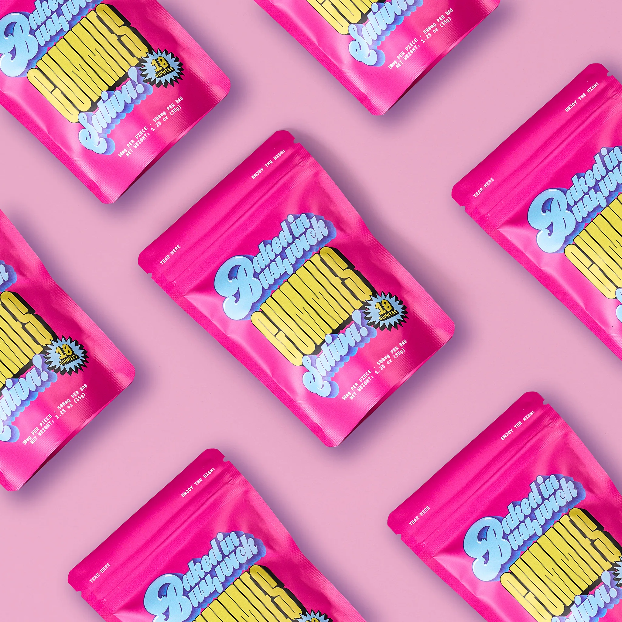 Baked in Bushwick 500mg sativa cannabis gummies 50mg each nano infused