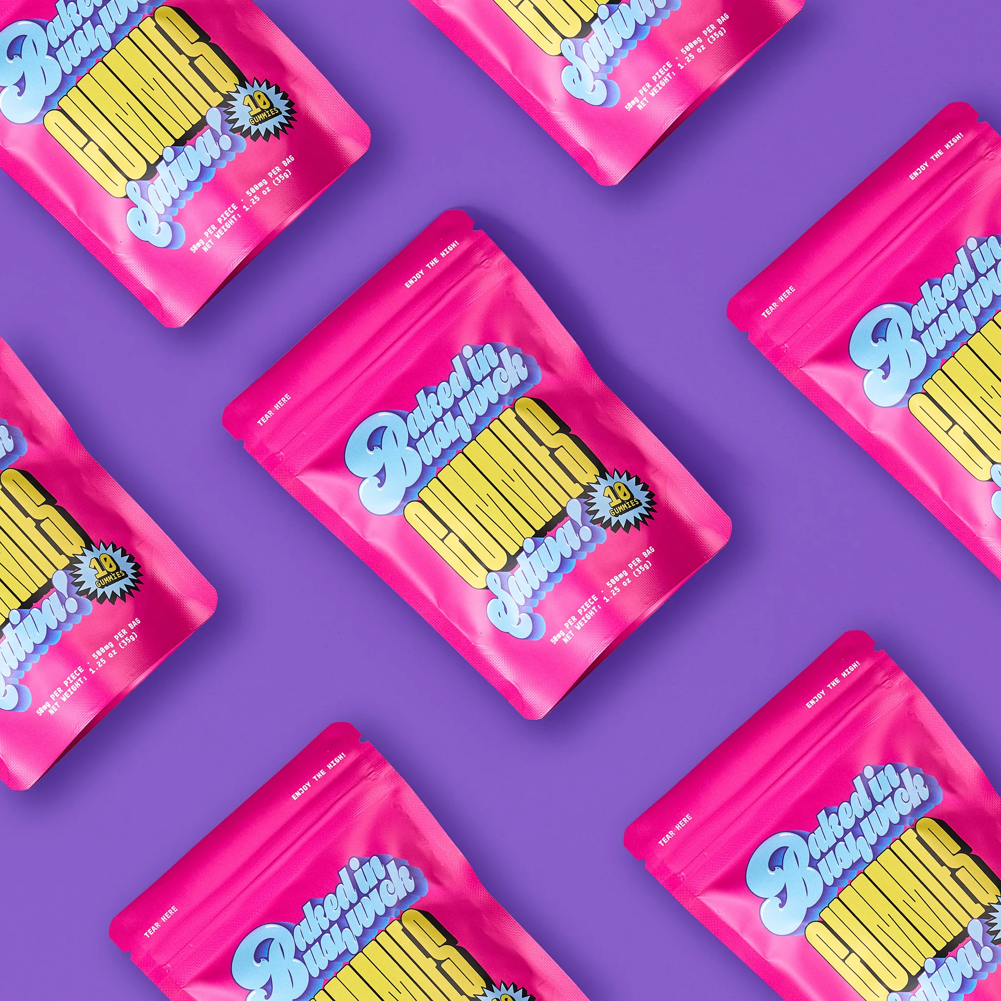 Baked in Bushwick 500mg sativa cannabis gummies 50mg each nano infused