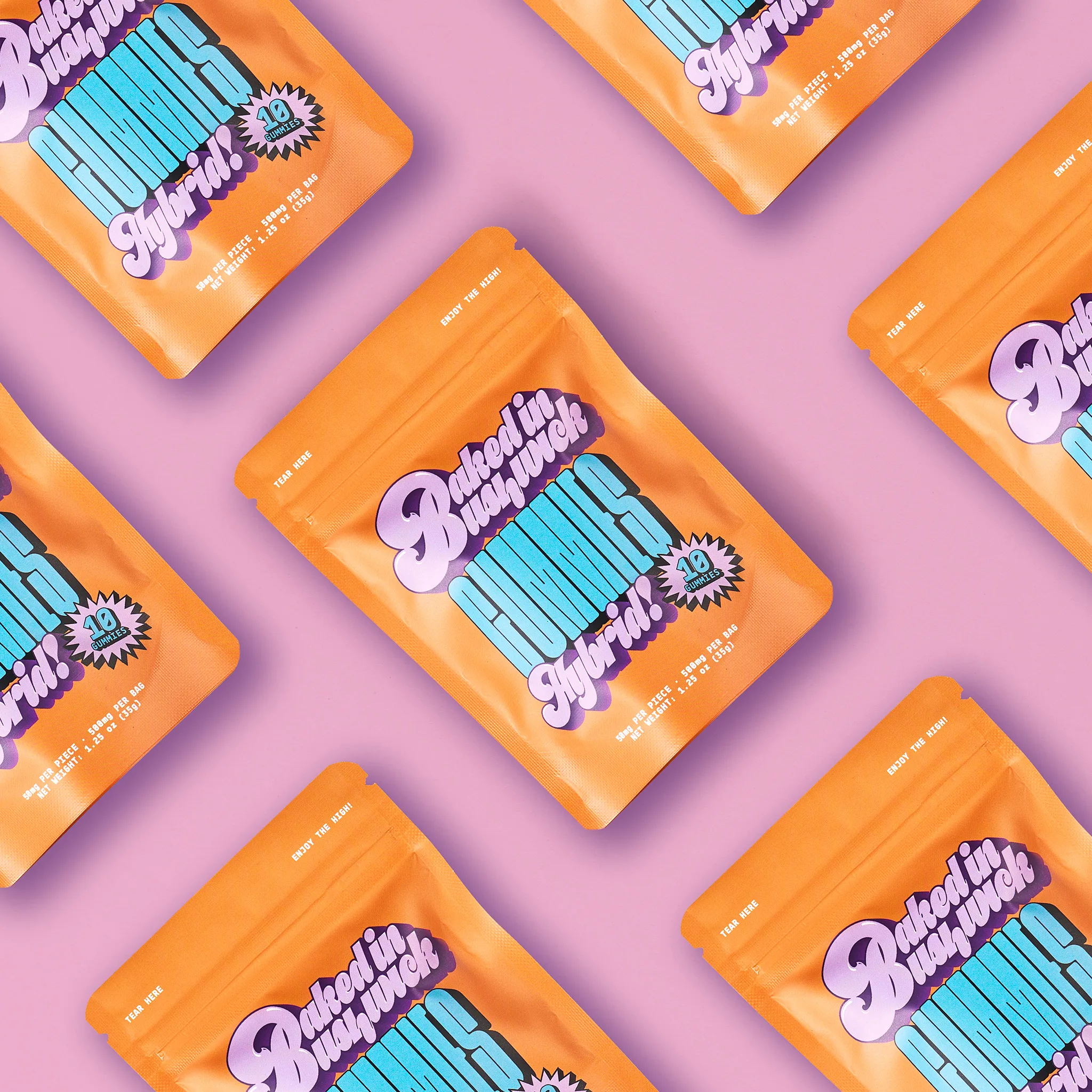 Baked in Bushwick 500mg hybrid cannabis gummies 50mg each nano infused