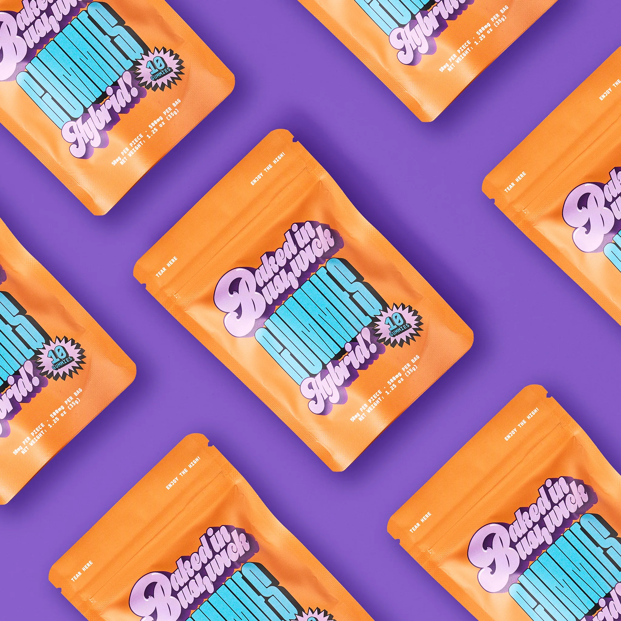 Baked in Bushwick 500mg hybrid cannabis gummies 50mg each nano infused