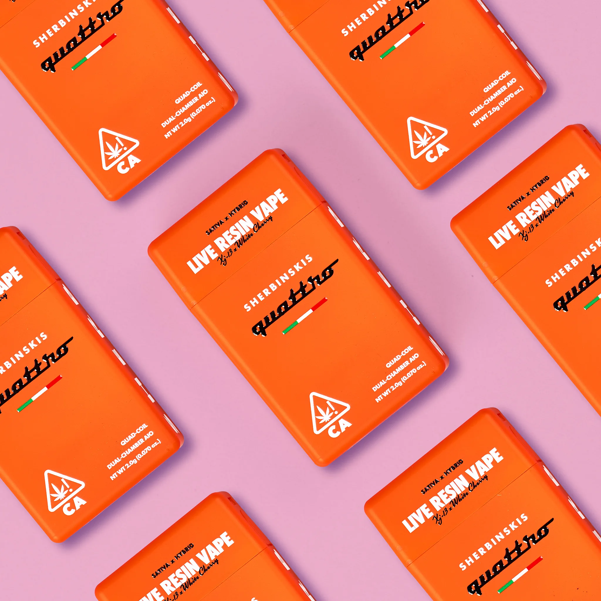 Sherbinskis Quattro dual-chamber disposable vape designed for switching live resin strains