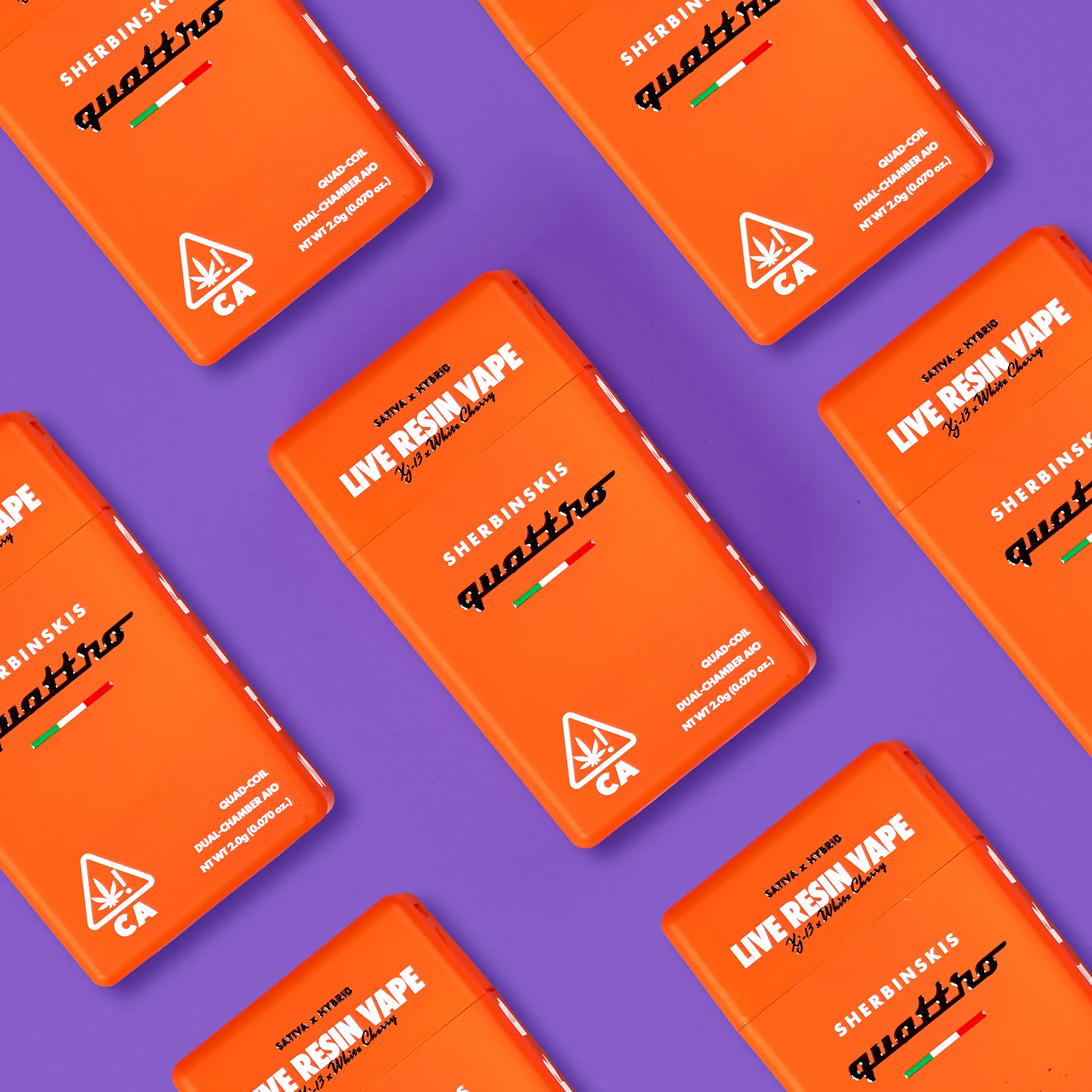 Sherbinskis Quattro dual-chamber disposable vape designed for switching live resin strains