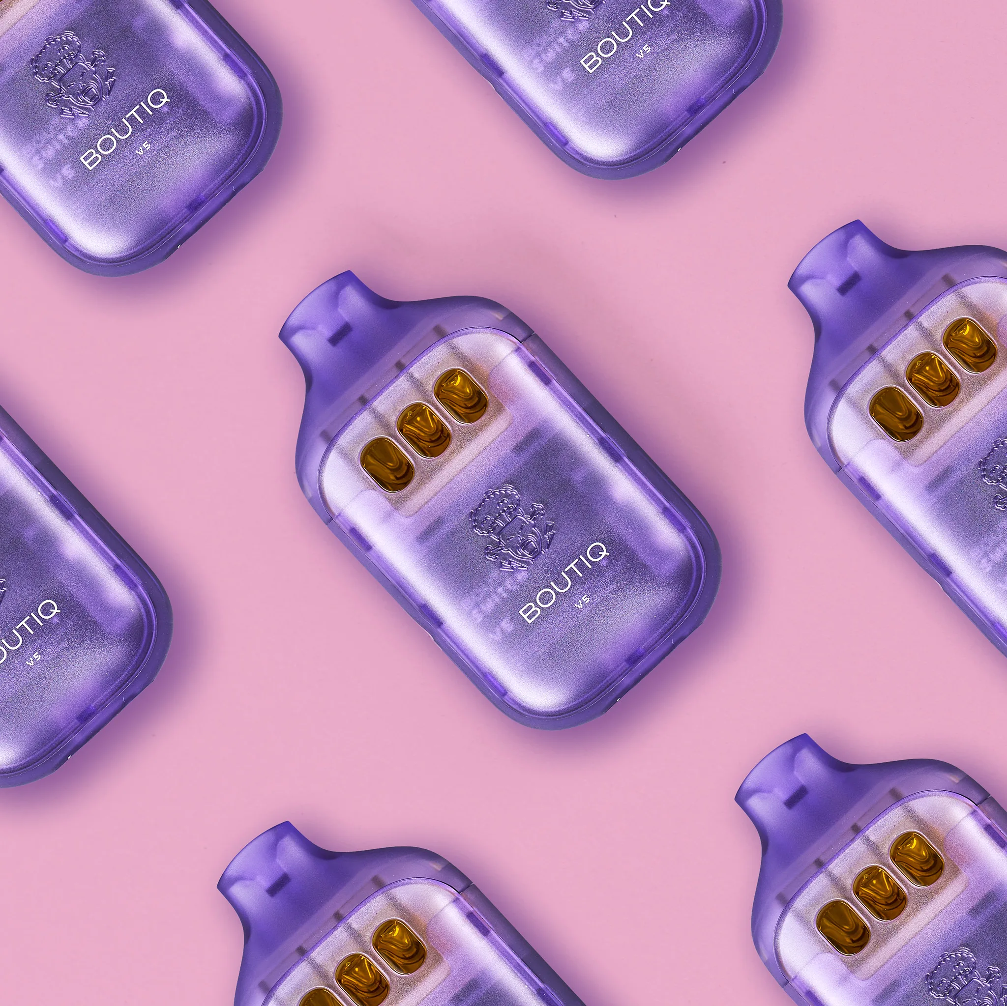 Boutiq V5 sleek vape pen with triple-strain indicator on a minimalist background