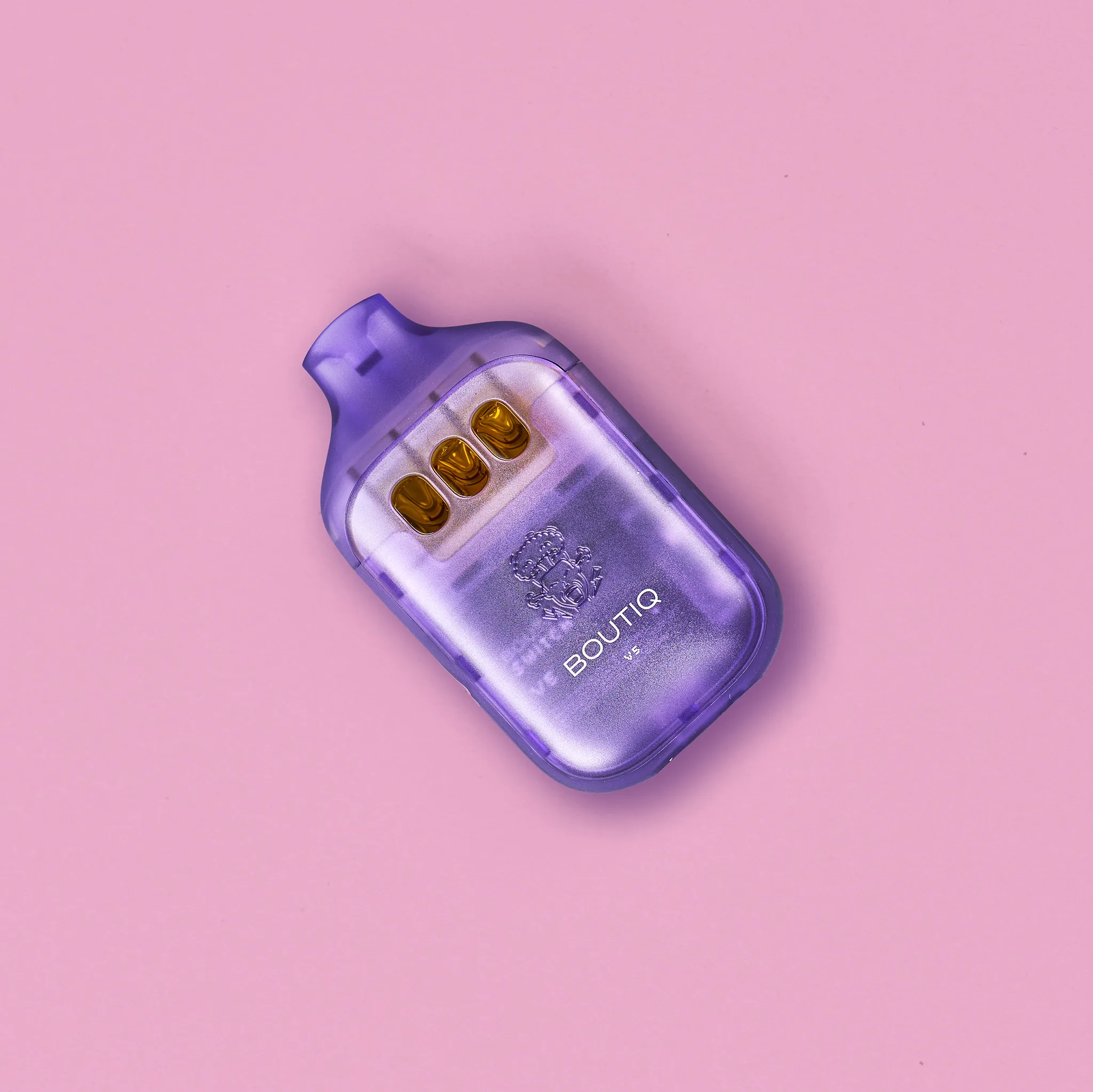 Boutiq V5 sleek vape pen with triple-strain indicator on a minimalist background