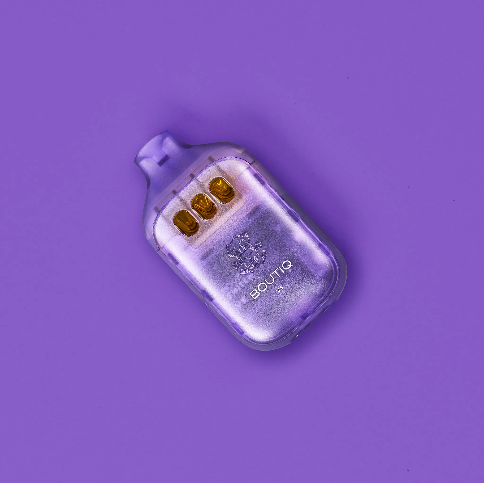 Boutiq V5 sleek vape pen with triple-strain indicator on a minimalist background