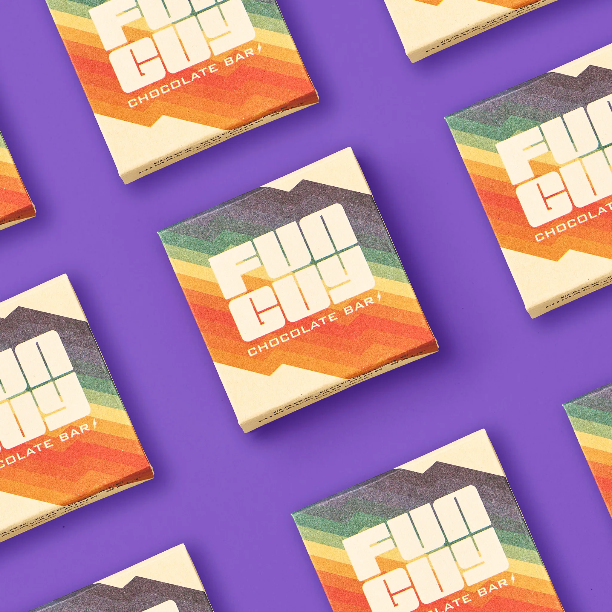 Funguy chocolate bar with triangular segments, made from organic dark chocolate and psilocybin, vegan and gluten-free