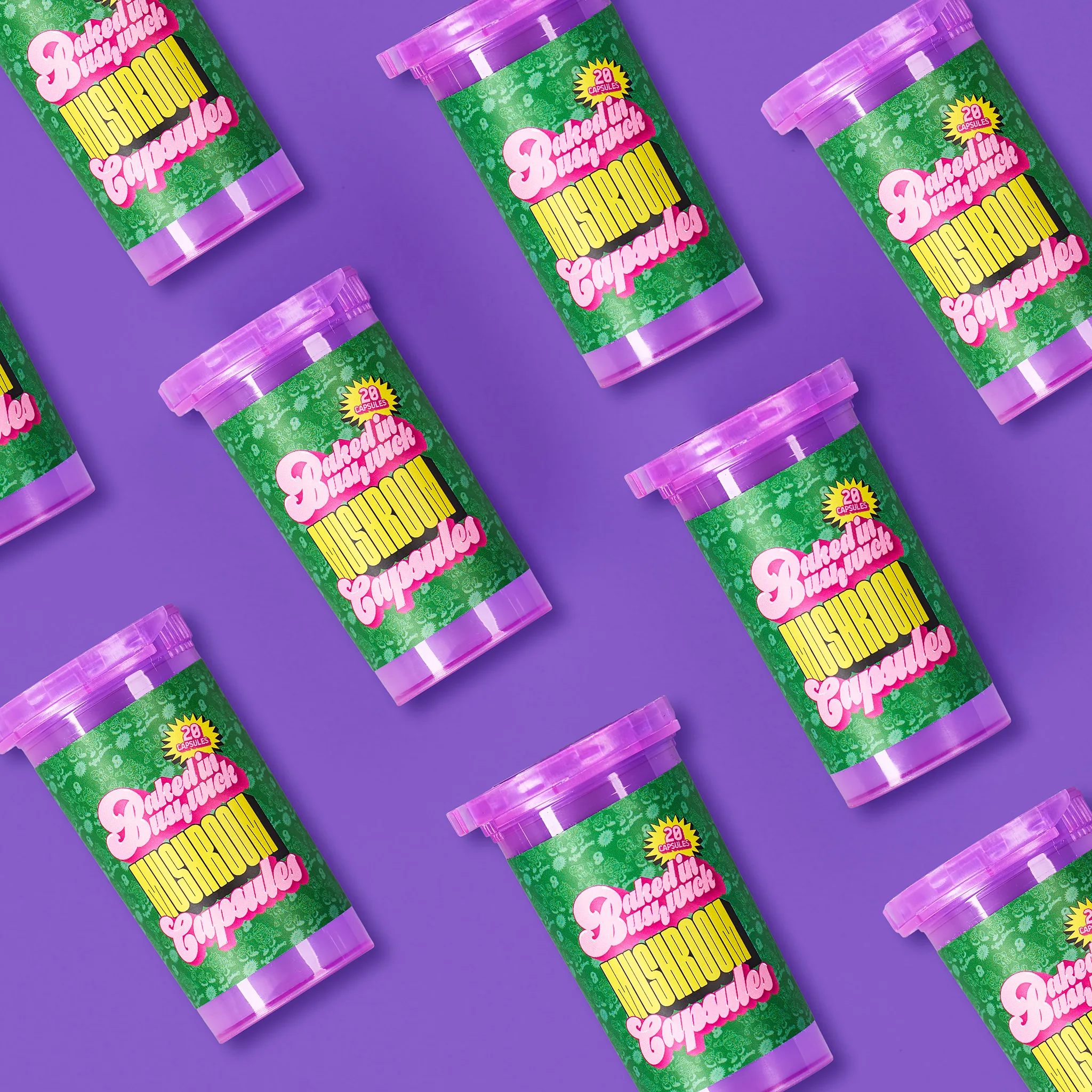 Baked in Bushwick microdose psilocybin vegan capsules 3.5g jar