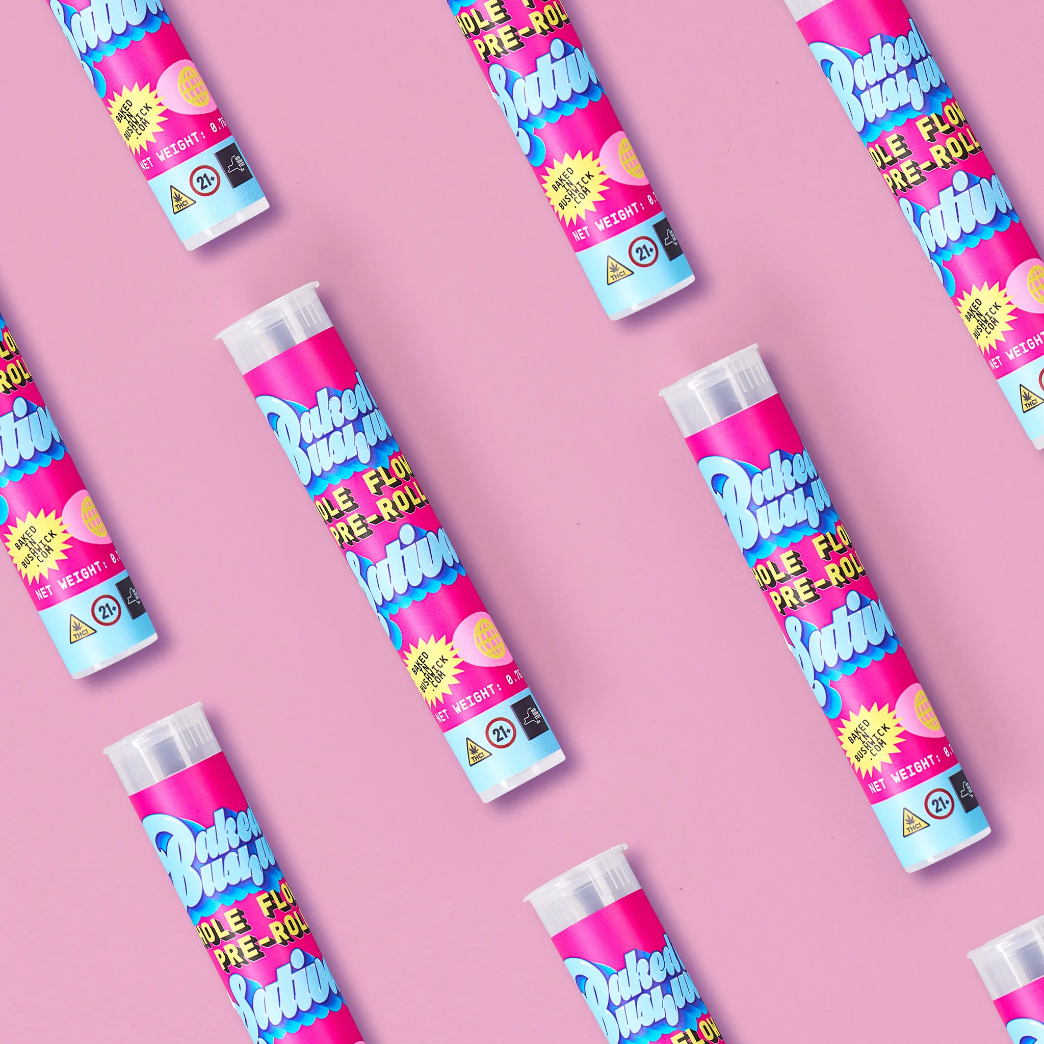 baked in bushwick sativa pre roll cannabis joint in packaging