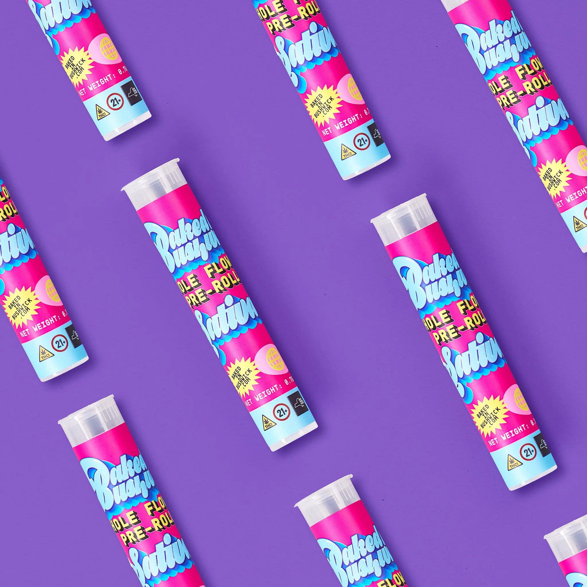 baked in bushwick sativa pre roll cannabis joint in packaging