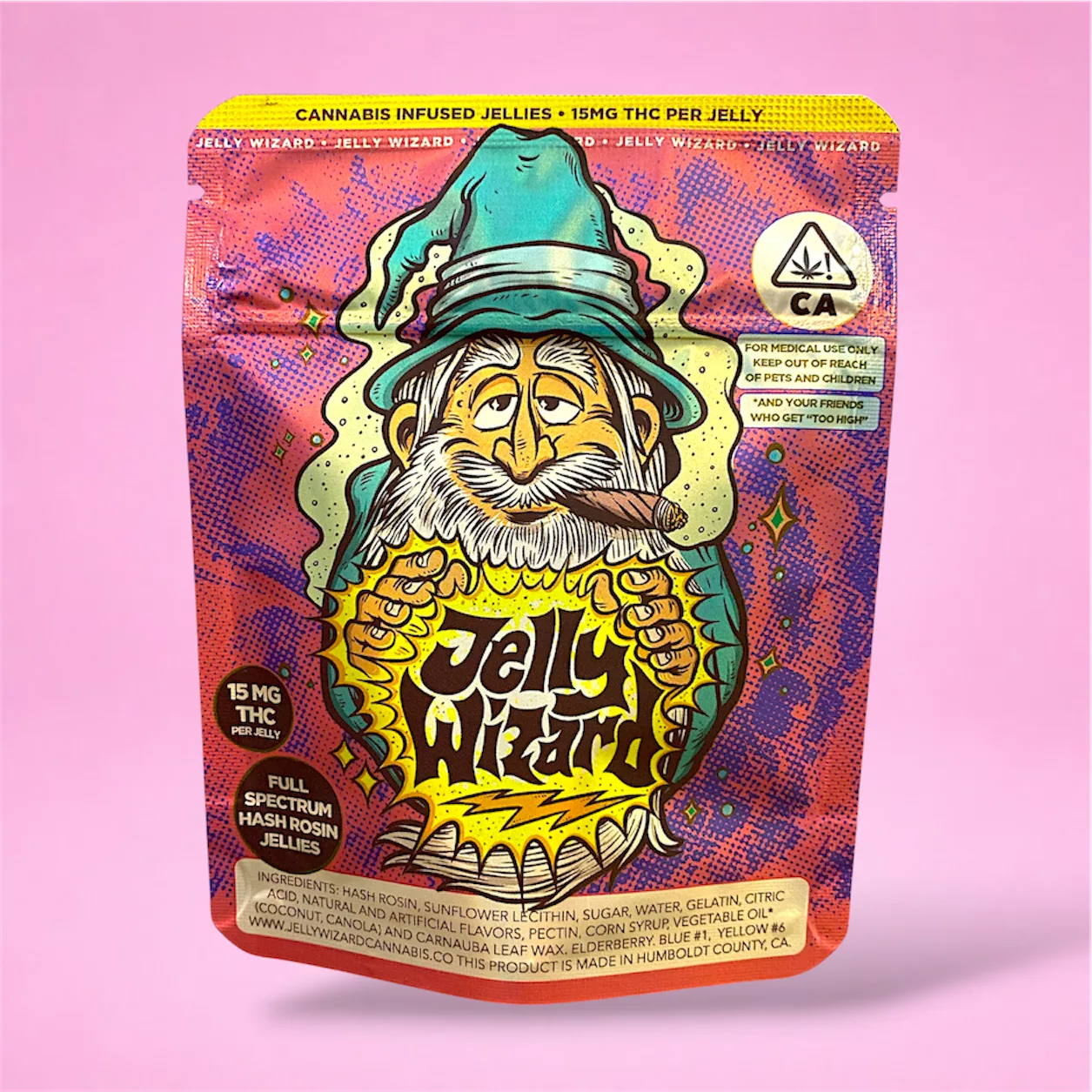 jelly wizard full spectrum hash rosin jellies packaging 15mg thc per jelly humboldt california