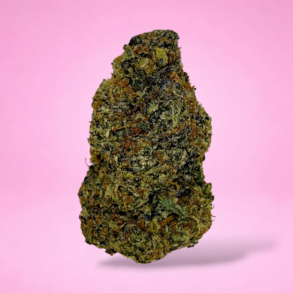 gelonade cannabis strain dense purple buds orange hairs sticky trichomes citrus aroma